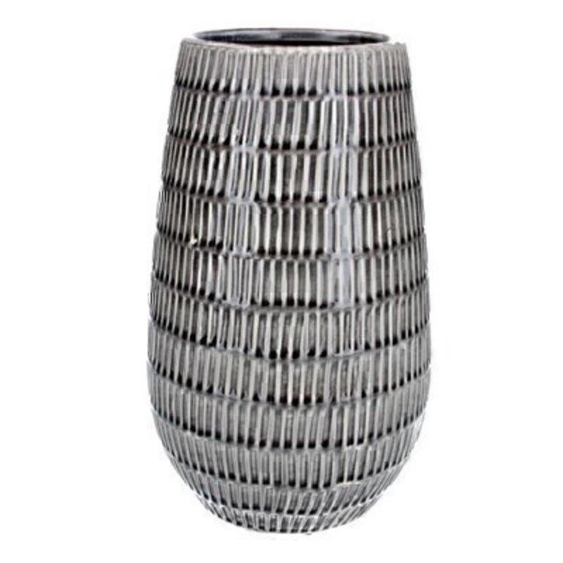 <p>Contemporary grey ceramic modern dash large vase by Gisela Graham. This stunning vase is a statement piece all homes deserve. Would make an ideal gift for someone special or as a treat for your own home. Size (LxWxD) 19x32x19cm</p>
